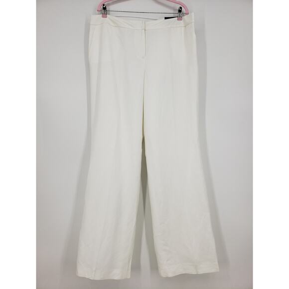 Nine West Neo Classic Pant 16 Straight Wide Leg Linen Blend High Rise White NWT - Picture 3 of 11